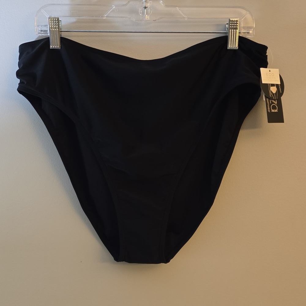 Ibiza Women's Black High Waist Ruched Stretch Bikini Swim Bottom Plus 3X